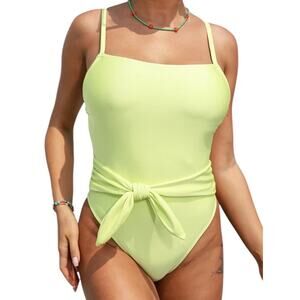 Cupshe bathing suit Romantic Garden Square neck ruching one piece size Medium M
